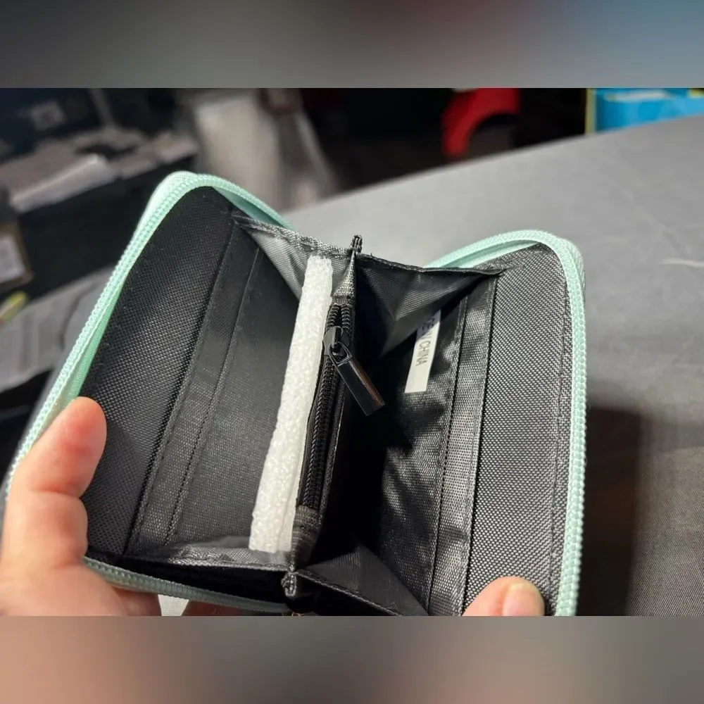 New Teal Quilted Chevron Zip-Around Wallet with Gold Hardware NWT